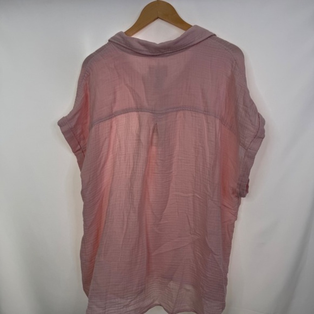 Cosmic Blue Love Seashell Pink Double Gauze Button Down Shirt XXL NWT - Picture 6 of 9